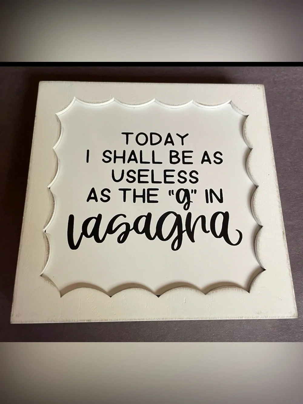Lasagna Scalloped 5.9x5.9 in. Wood Wall Decor